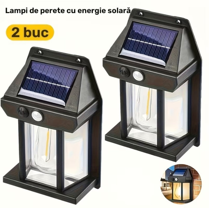 Pachet 4 Lămpi Solare 2+2 GRATIS | Senzor Mișcare | IP44