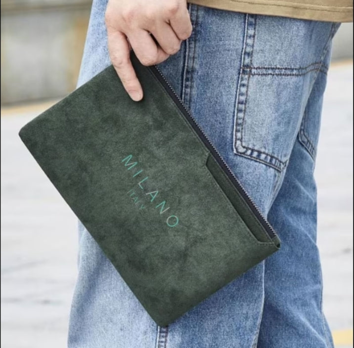 Portofel Bărbați Milano Italy - Clutch Piele Întoarsă Elegant