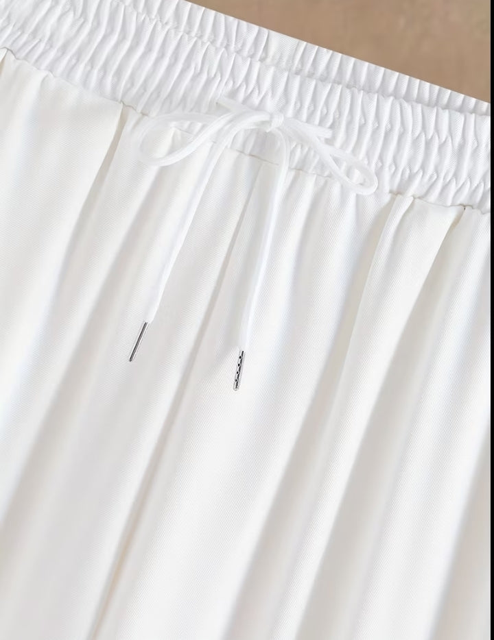 Compleu Bărbați Elegant Vară 2 Piese - Cămașă Plisată Pantaloni Albi Lejeri